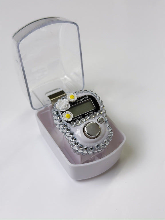 tasbih digital blanc avec fleurs