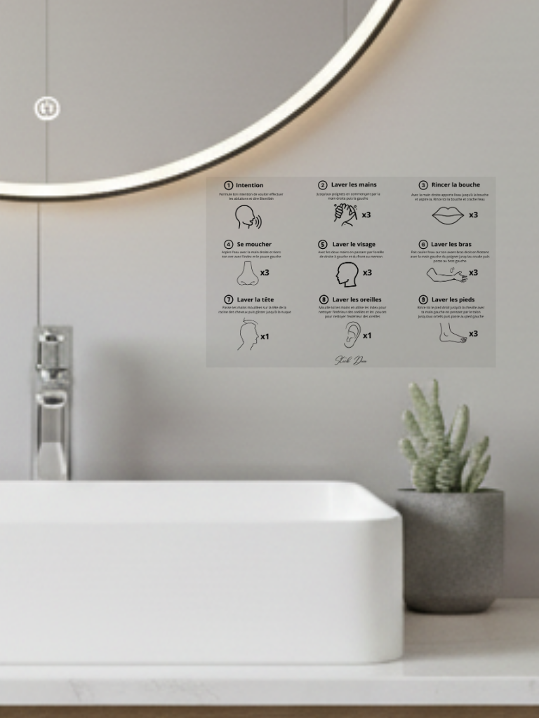 sticker ablutions dans la salle de bain en français