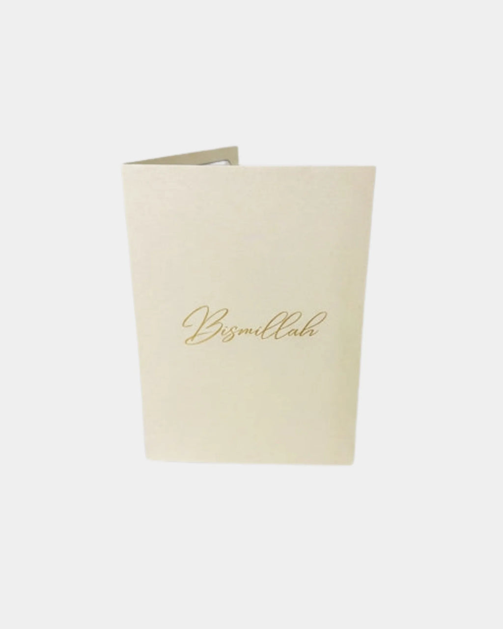 Carte pliante Bismillah ivoire, dorure calligraphiée, fermée