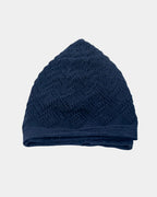 Chechia en coton bleu marine, à plat, motif tricoté losange
