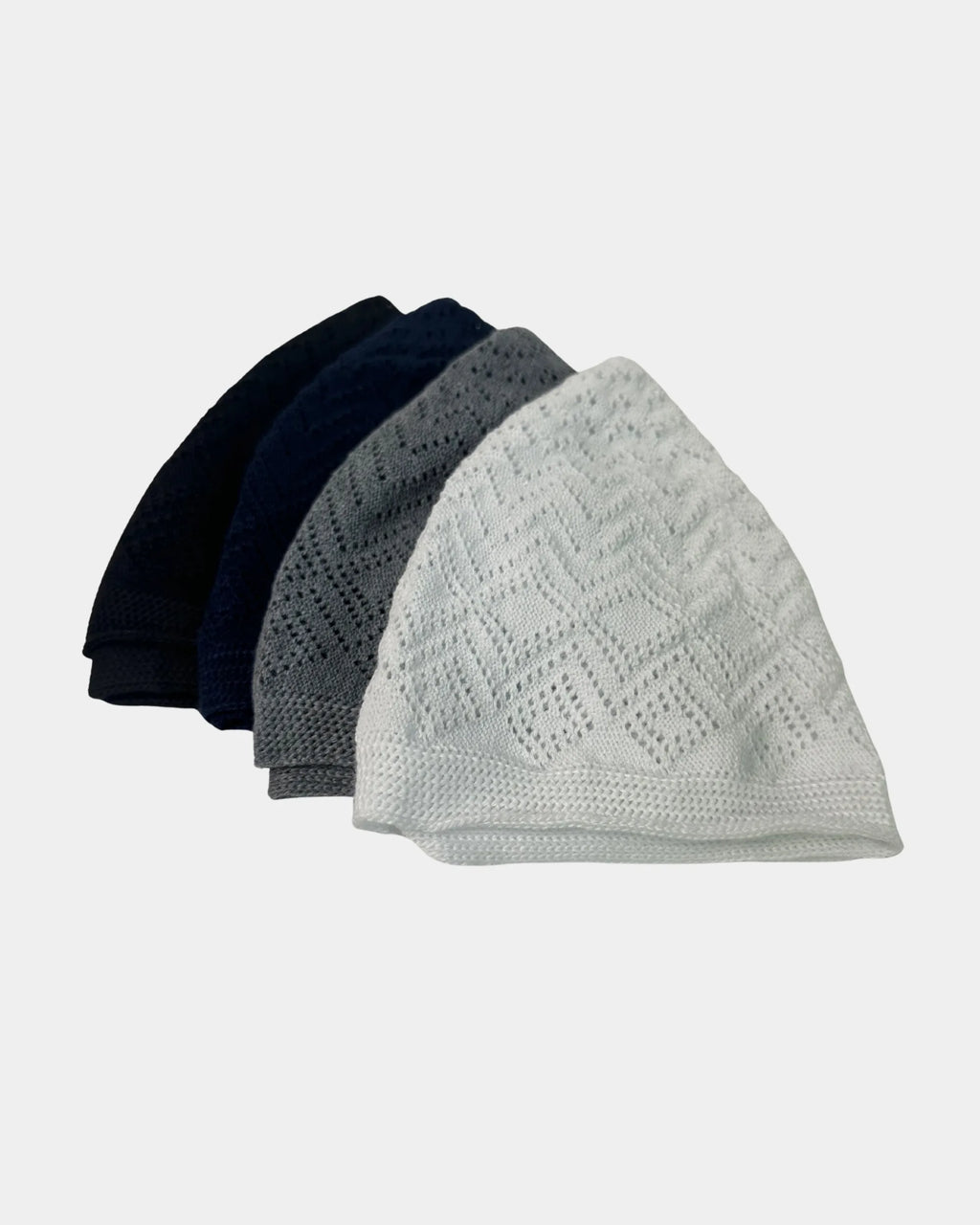 Gamme de chechias en coton : noir, bleu marine, gris et blanc