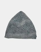Chechia en coton gris chiné, à plat, motif tricoté losange