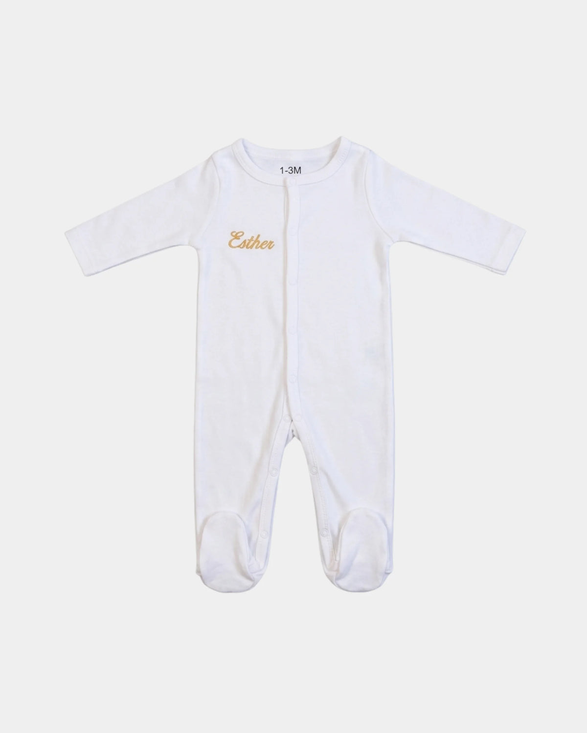 Pyjama bébé brodé prénom personnalisé en 100% coton blanc, coffret naissance MQH
