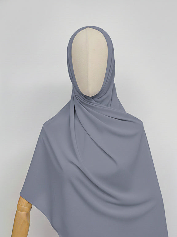Hijab avec aimants intégrés en Mousseline Gris