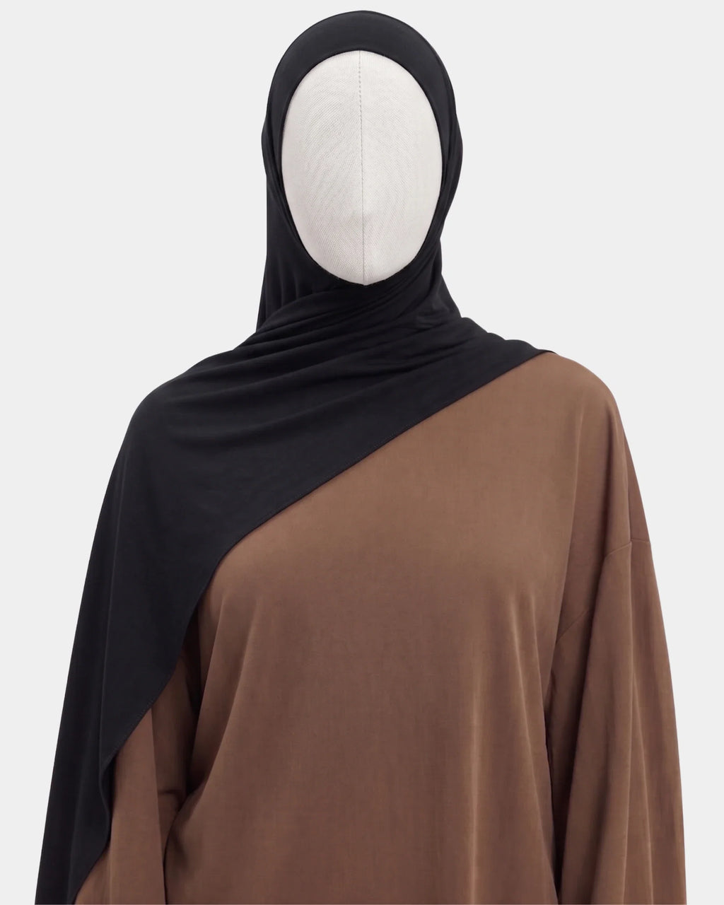 Hijab mousseline aimants intégrés noir Rawdaya, bonnet tube cousu, fini sans épingle, tissu léger et respirant