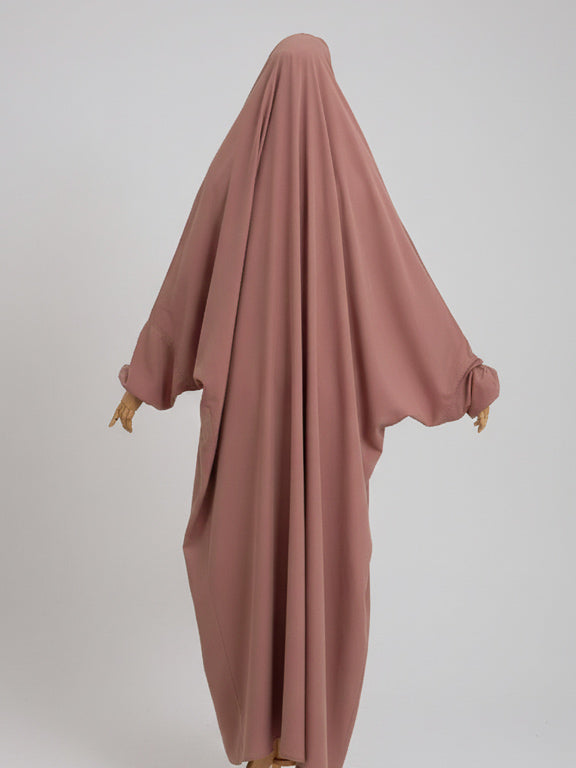 jilbab 1 pièce beige rosé de dos