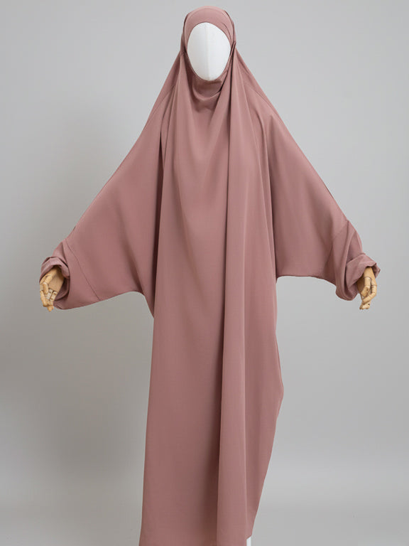 jilbab 1 pièce beige rosé de face