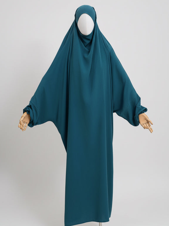 jilbab 1 pièce bleu canard de face