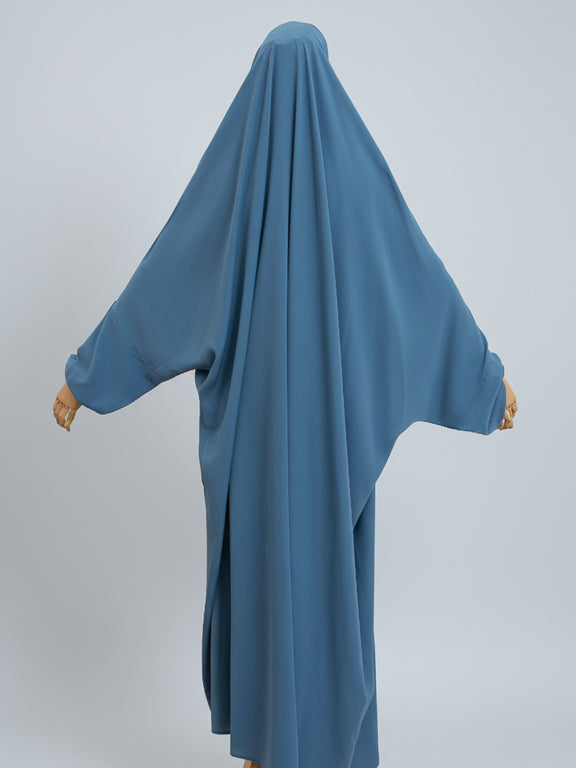 jilbab 1 pièce bleu jeans de dos