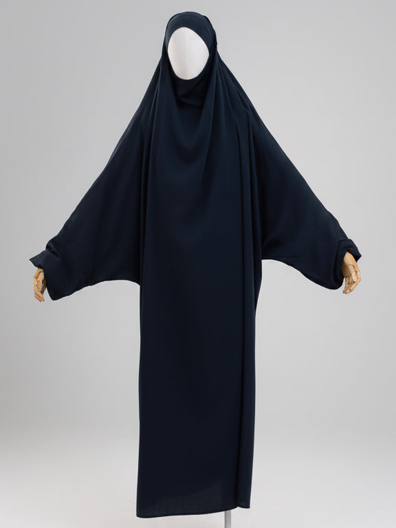 jilbab 1 pièce bleu marine de face