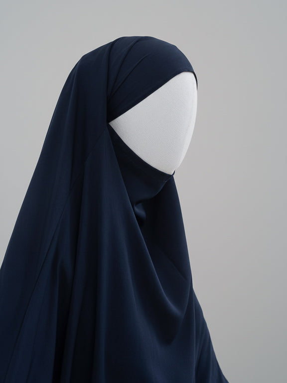 jilbab 1 pièce bleu marine de profil
