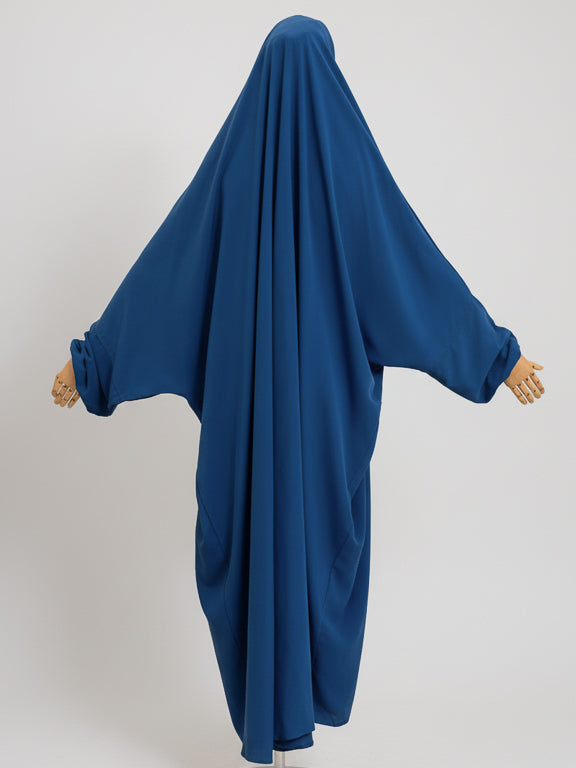 jilbab 1 pièce bleu royal de dos