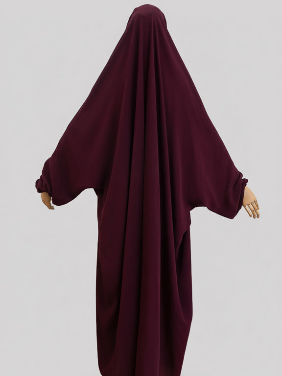 jilbab 1 pièce bordeaux de dos