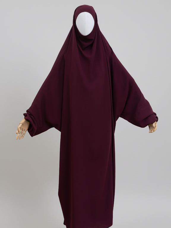 jilbab 1 pièce bordeaux de face