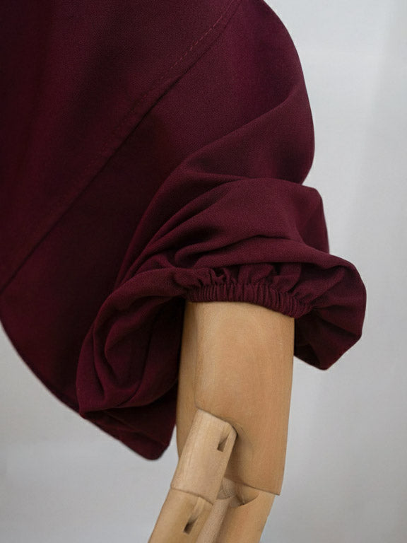 jilbab 1 pièce bordeaux avec poignet élastique