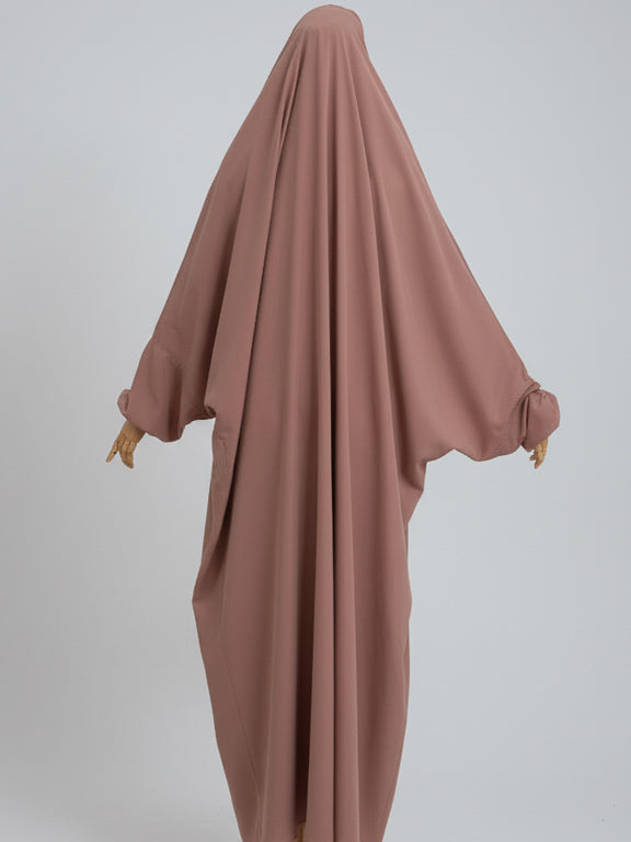 jilbab 1 pièce camel de dos