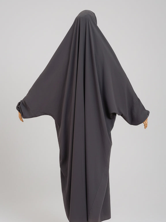 jilbab 1 pièce gris foncé de dos