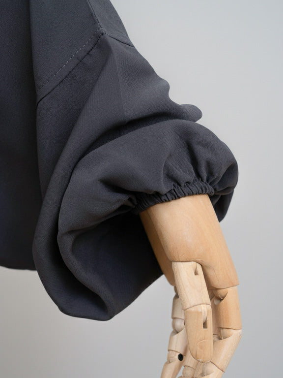 jilbab 1 pièce gris foncé avec poignet élastique