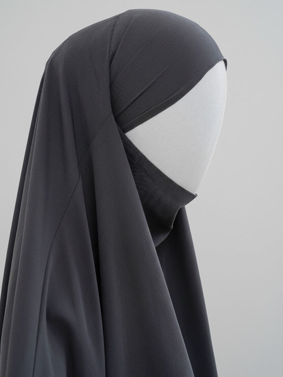 jilbab 1 pièce gris foncé de profil