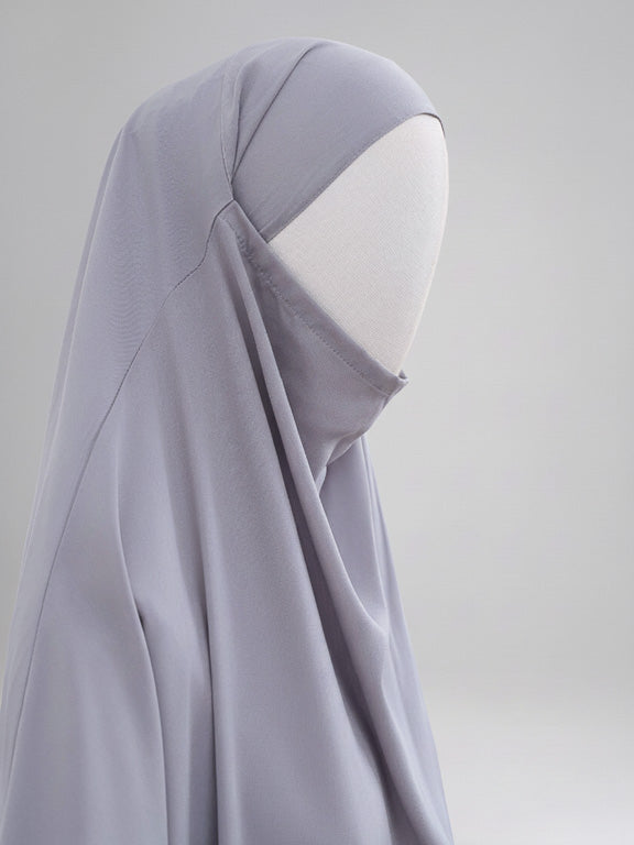 jilbab 1 pièce gris clair de profil