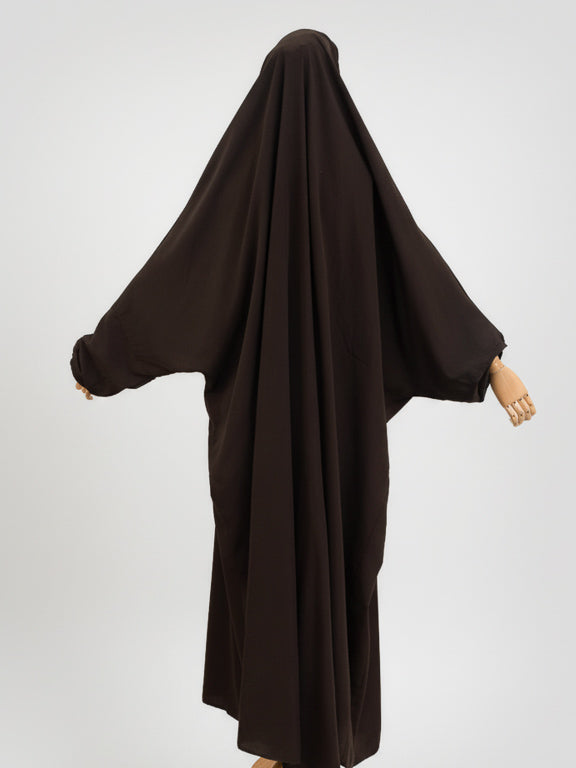jilbab 1 pièce marron café de dos