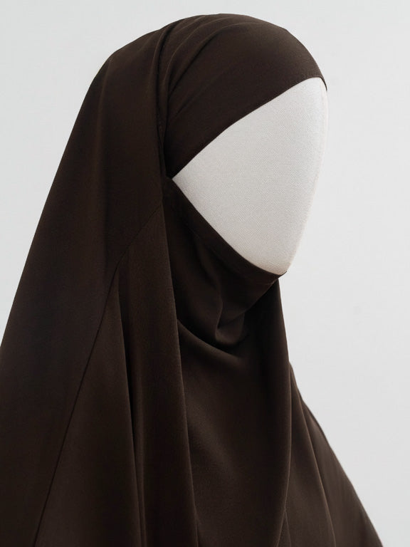 jilbab 1 pièce marron café de profil