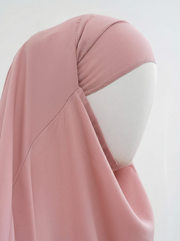 jilbab 1 pièce rose de profil