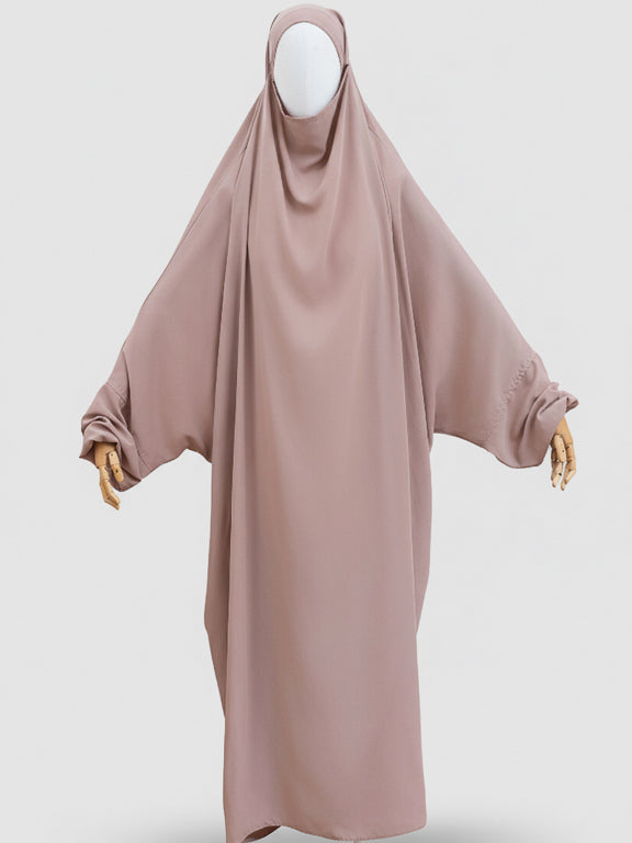 jilbab 1 pièce taupe clair de face