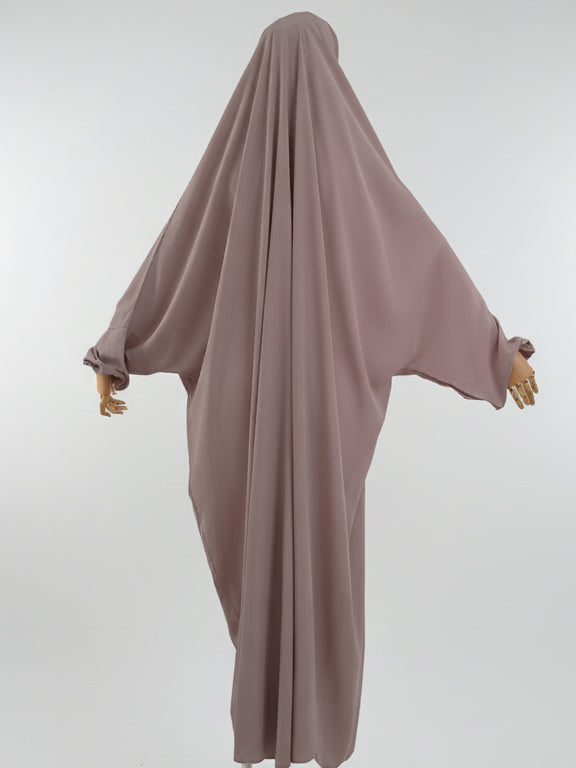 jilbab 1 pièce taupe de dos