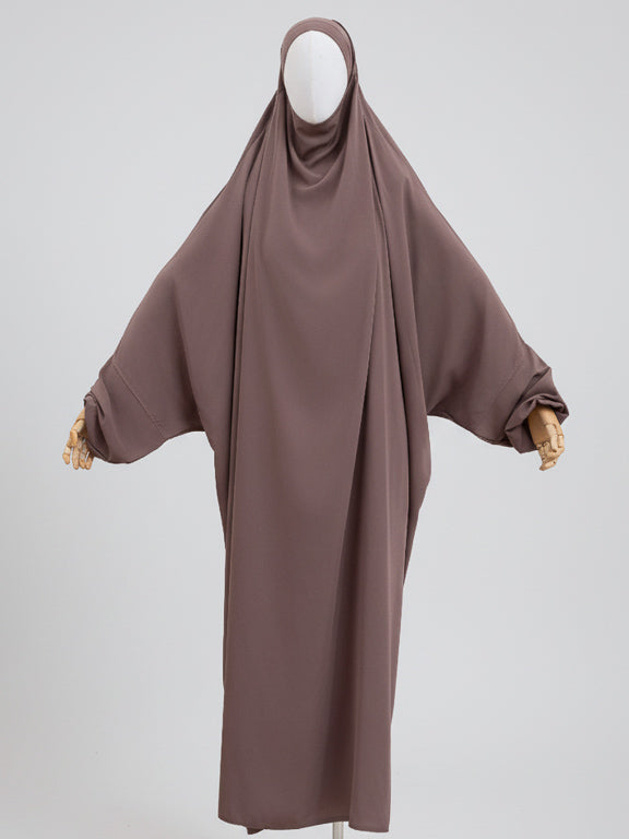 jilbab 1 pièce taupe de face