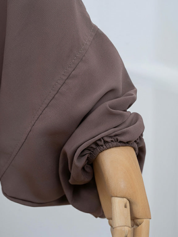 jilbab 1 pièce taupe avec poignet élastique