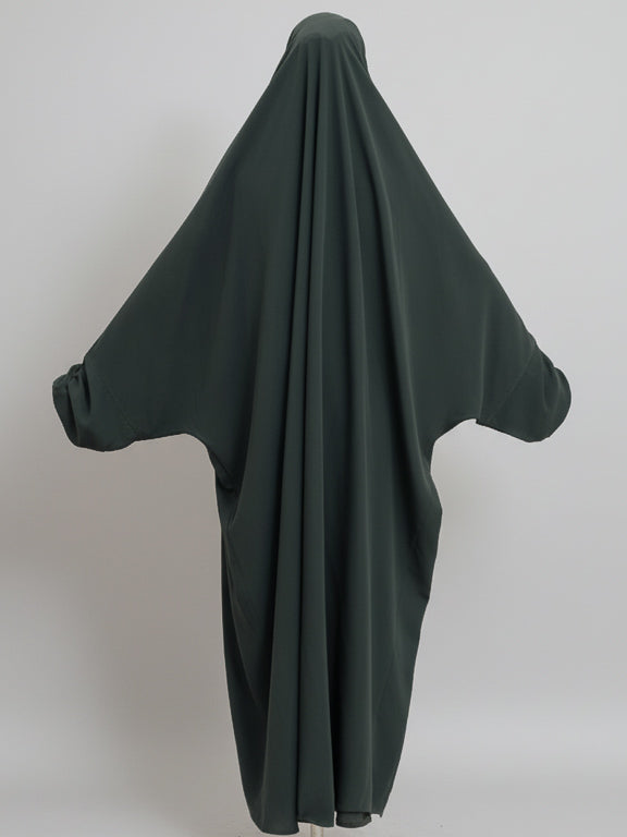 jilbab 1 pièce kaki de dos