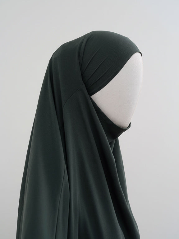 jilbab 1 pièce kaki de profil