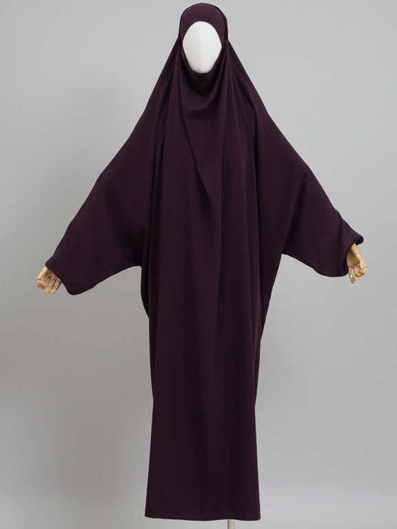 jilbab 1 piece violet de face