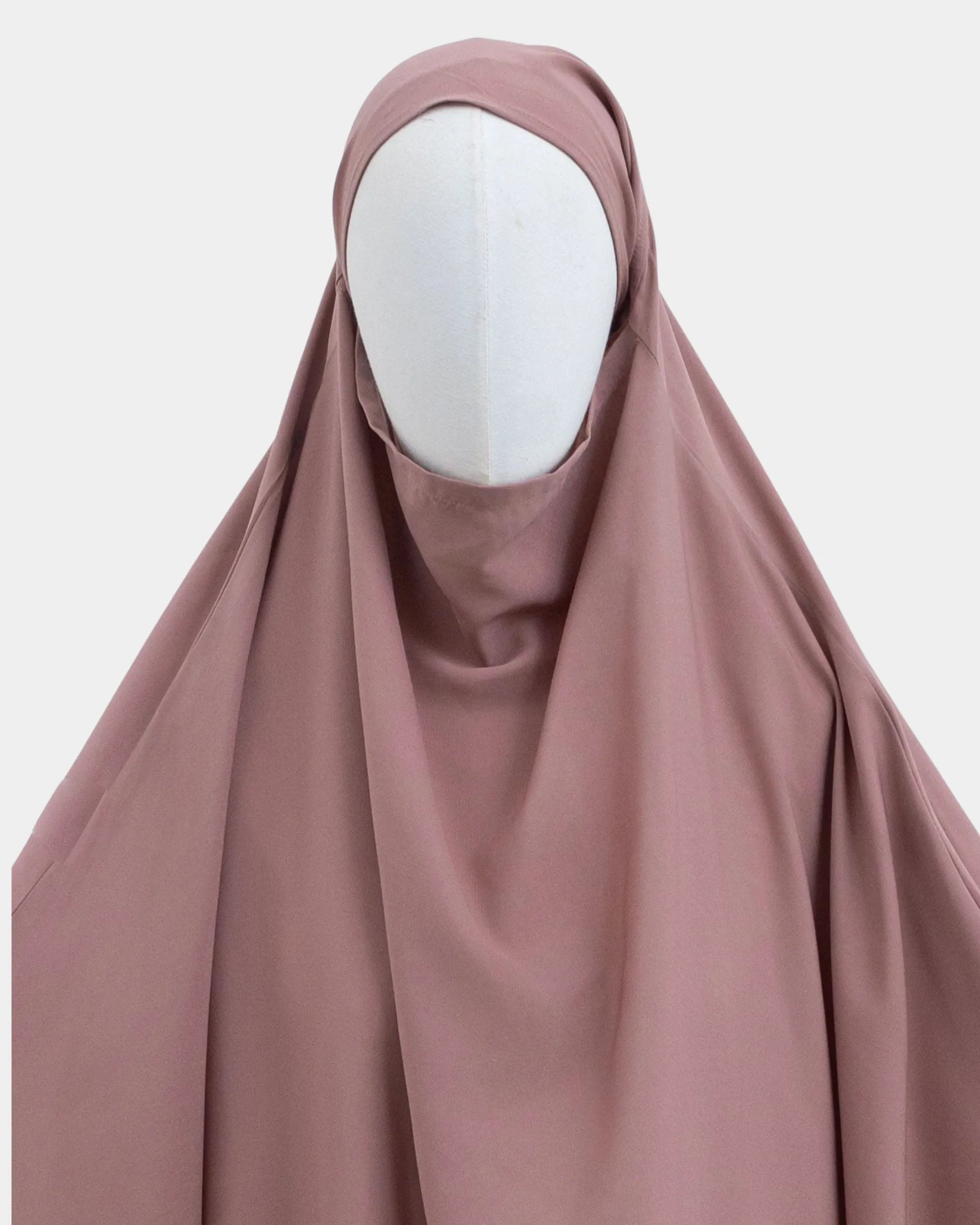 Capuche du jilbab 2 pièces beige rosé et drapé du tissu sur le buste