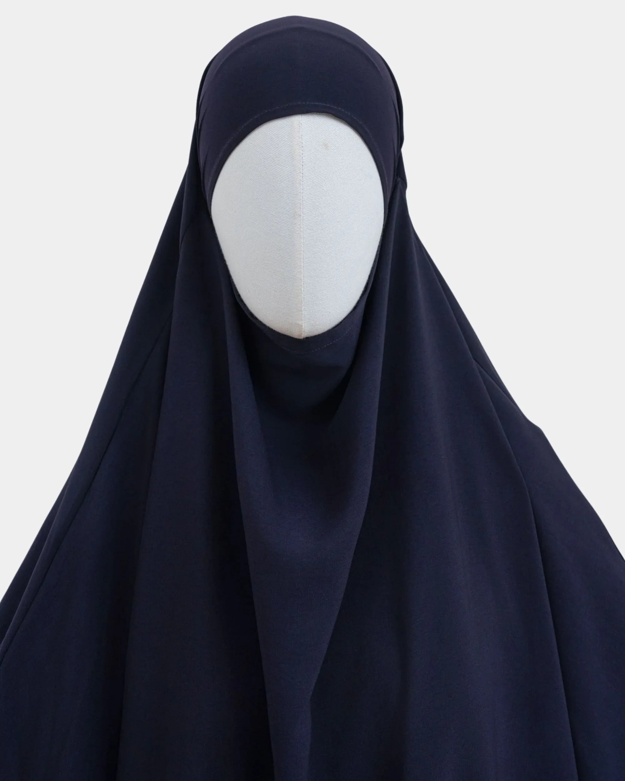 Capuche du jilbab 2 pièces bleu marine et drapé du tissu sur le buste