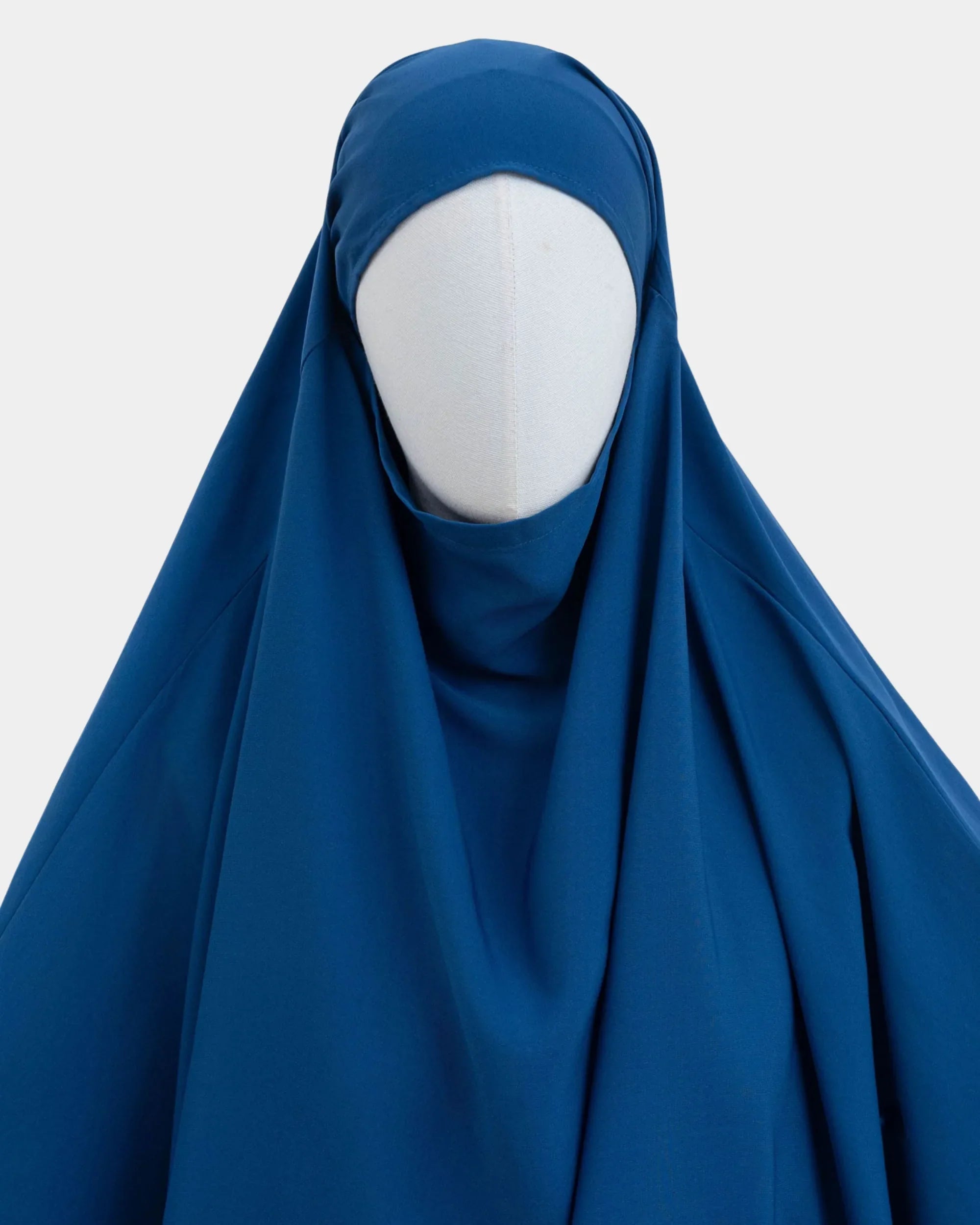 Capuche du jilbab 2 pièces bleu royal et drapé du tissu sur le buste