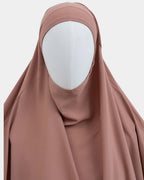 Capuche du jilbab 2 pièces camel et drapé du tissu sur le buste