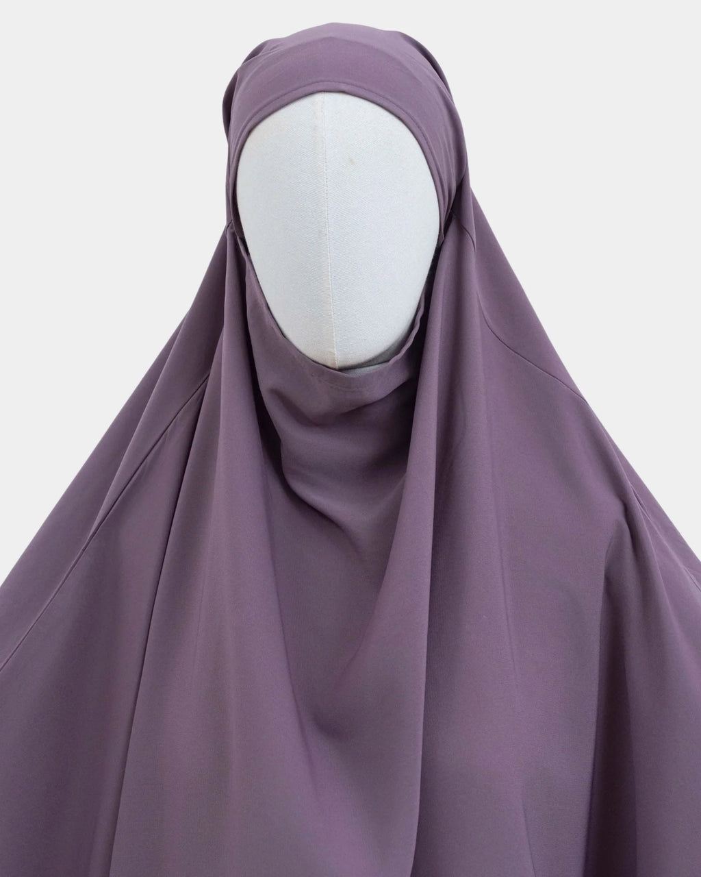 Capuche du jilbab 2 pièces lilas et drapé du tissu sur le buste