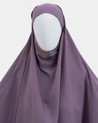 Capuche du jilbab 2 pièces lilas et drapé du tissu sur le buste
