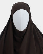 Capuche du jilbab 2 pièces marron café et drapé du tissu sur le buste
