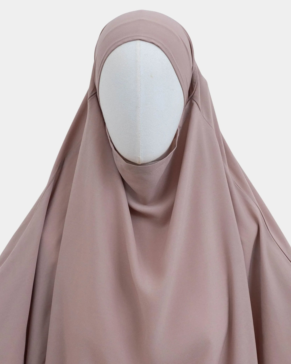 Capuche du jilbab 2 pièces taupe clair et drapé du tissu sur le buste