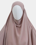 Capuche du jilbab 2 pièces taupe clair et drapé du tissu sur le buste