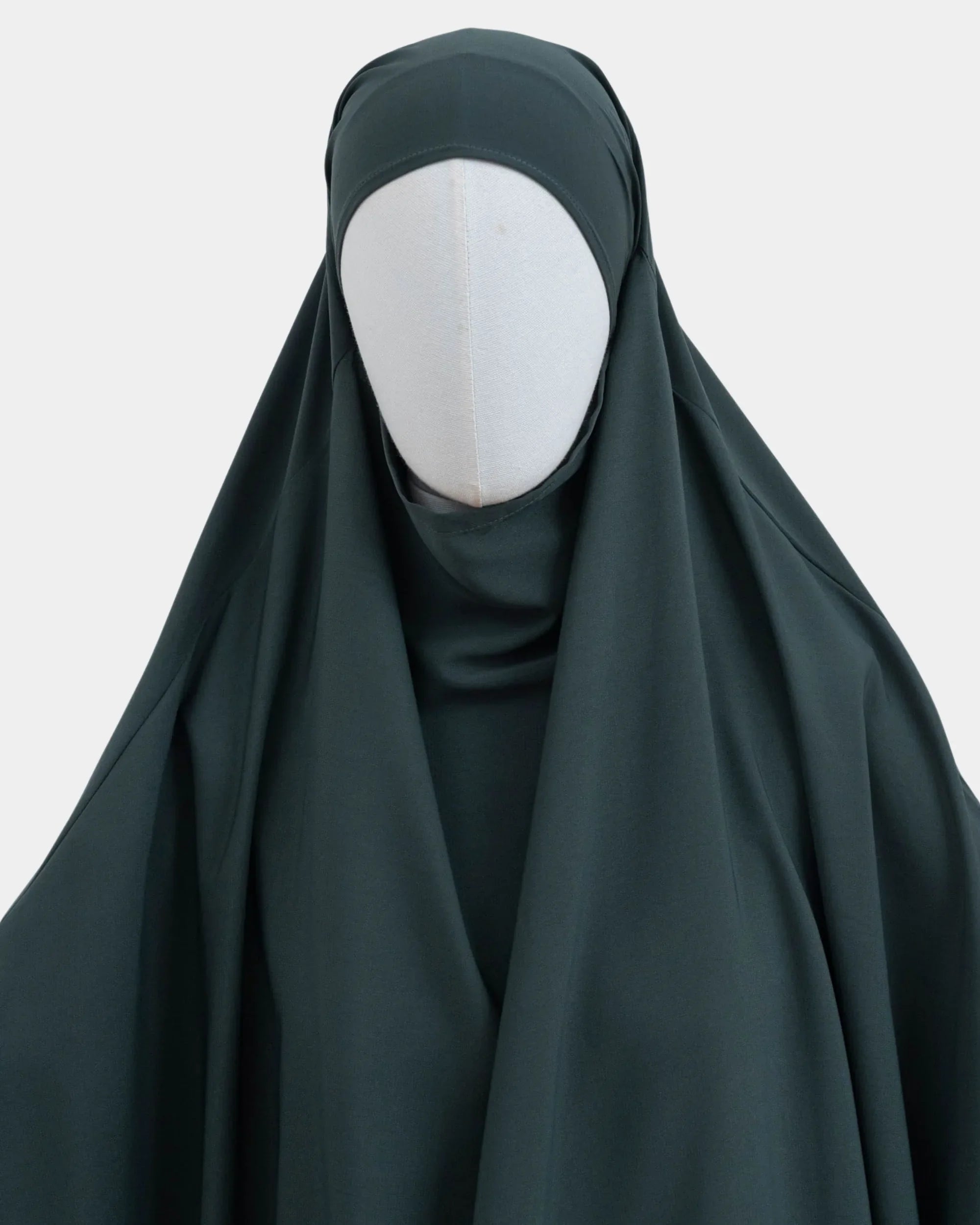 Capuche du jilbab 2 pièces vert kaki et drapé du tissu sur le buste
