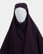 Capuche du jilbab 2 pièces violet framboise et drapé du tissu sur le buste