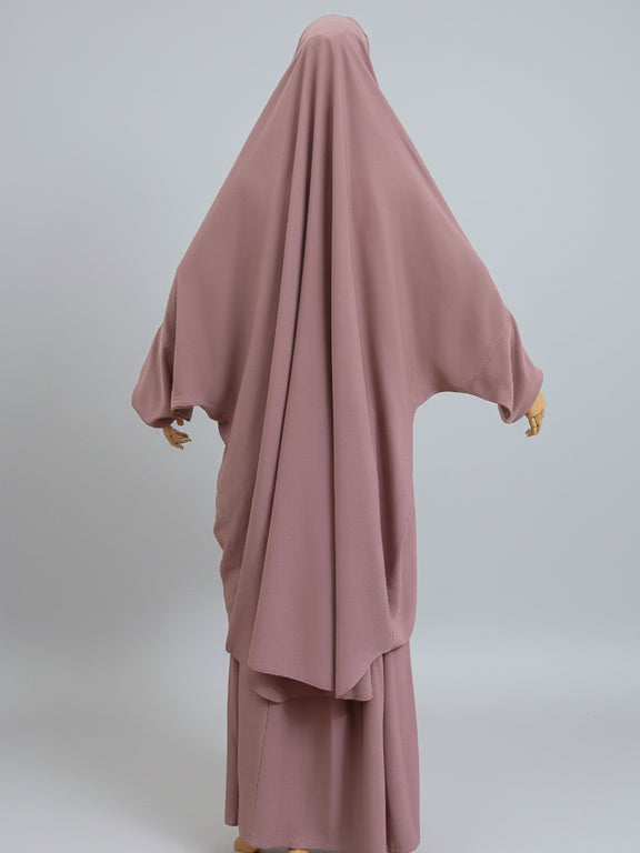 jilbab 2 pièces beige rosé de dos