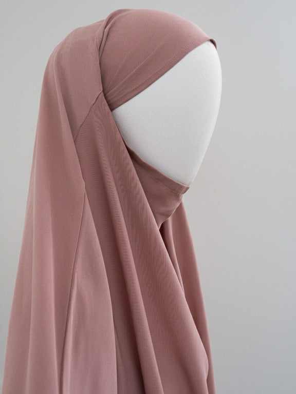 jilbab 2 pièces beige rosé hijab