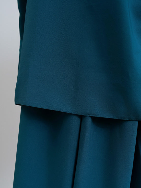 jilbab 2 pièces bleu canard avec jupe