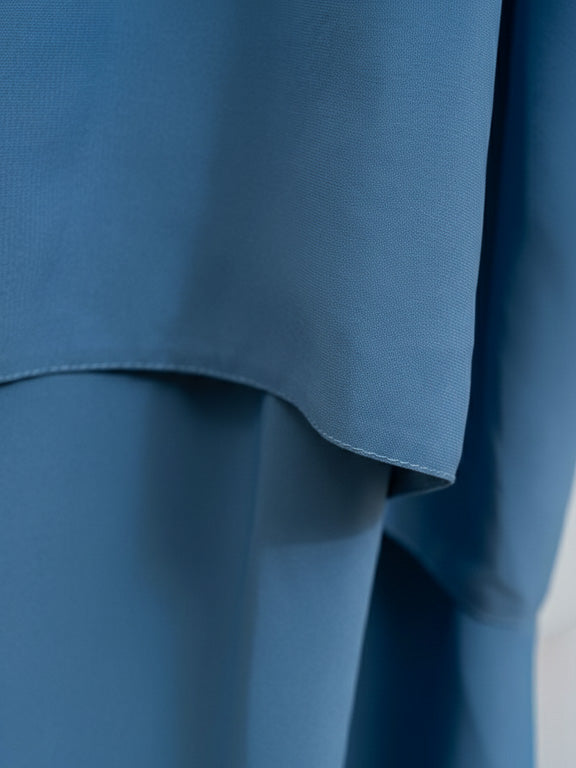 jilbab 2 pièces bleu jeans avec jupe