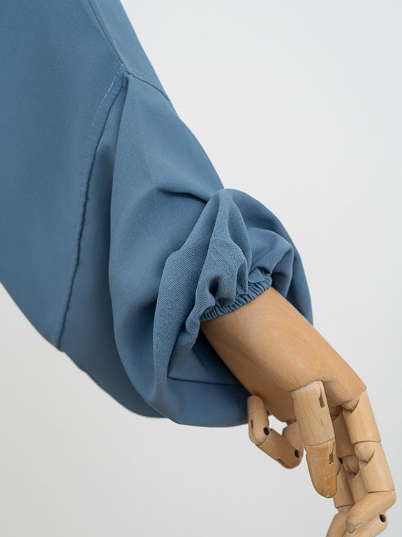 jilbab 2 pièces bleu jeans manche élastique